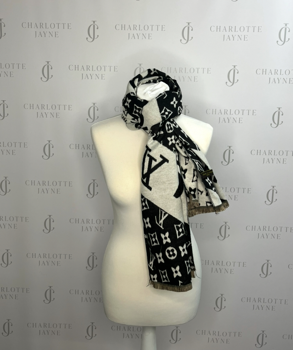 Grey & Black Louis Vuitton Inspired Scarf